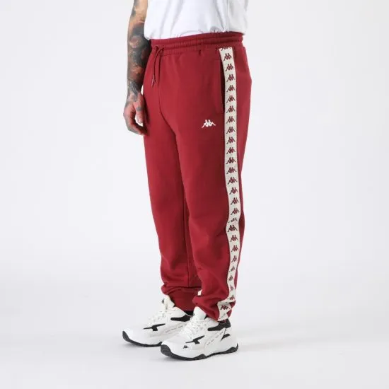 Pantalon Buzo Hombre Banda Burgundy White Kappa