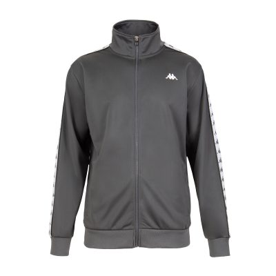 Poleron Hombre Full Zipper Gray White Kappa