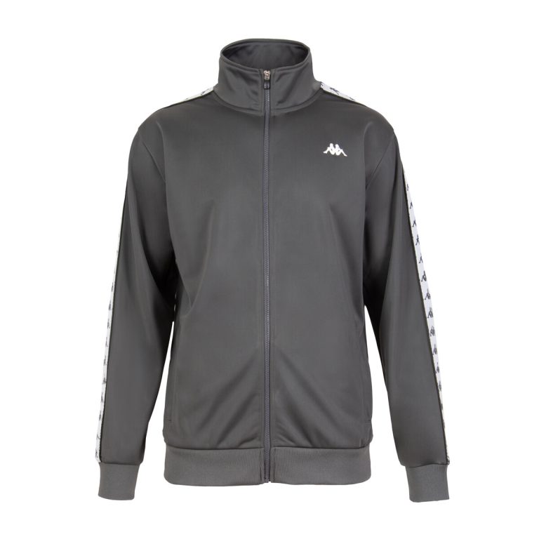 Poleron Hombre Full Zipper Gray White Kappa