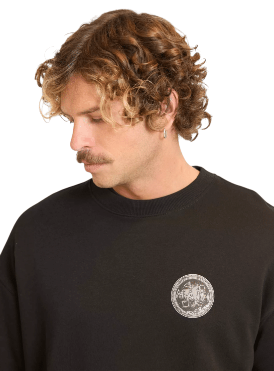 Poleron Hombre Classic Crew Negro Maui - Imagen 3