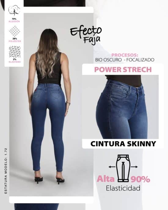 Jeans Mujer Cintura Pitillo 4018 Mohicano - Imagen 3