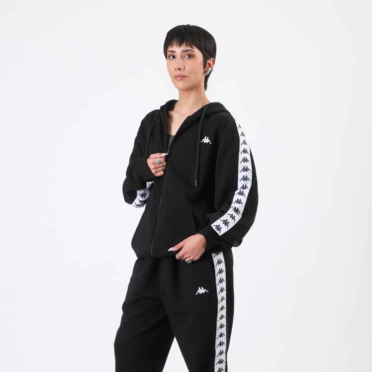 Polerón Hombre Full Zipper Black Banda White Kappa - Imagen 3