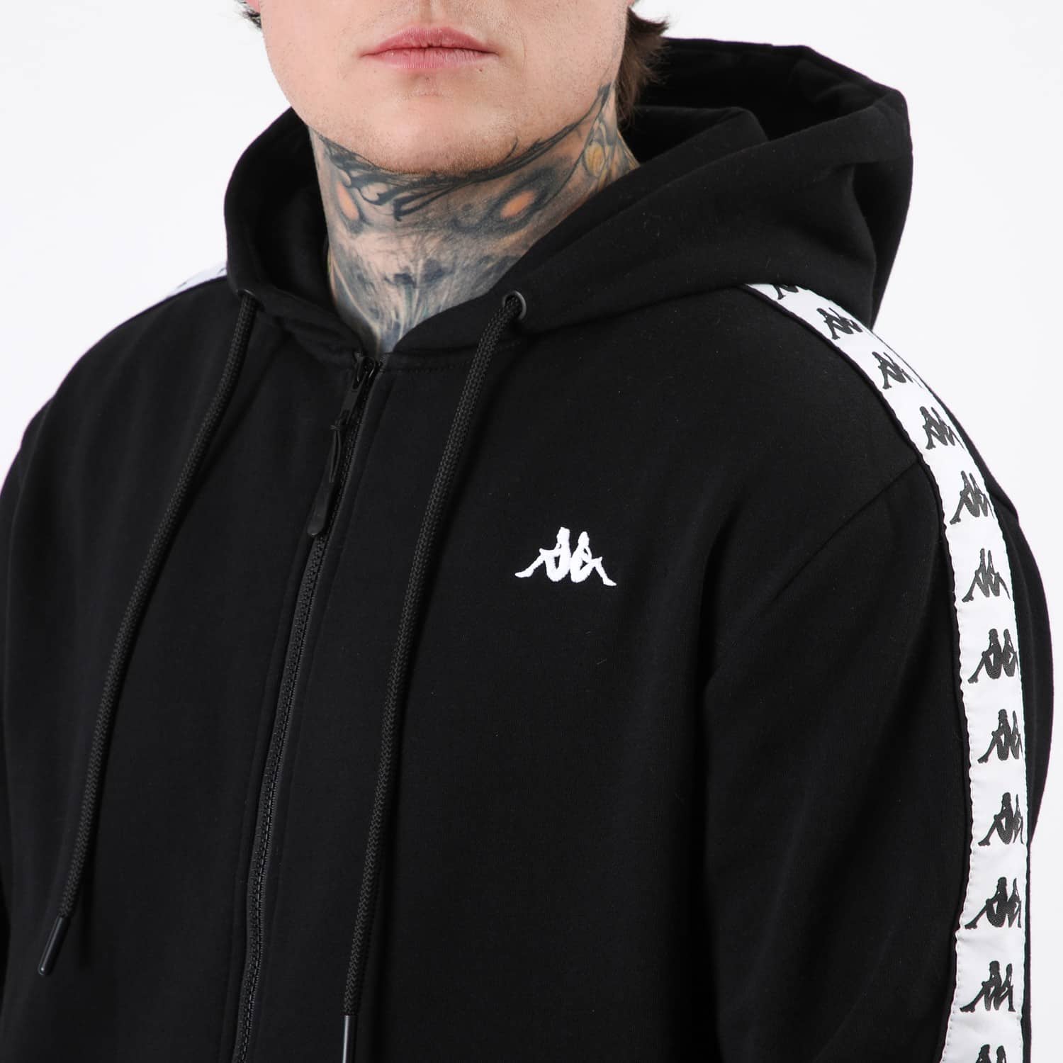 Polerón Hombre Full Zipper Black Banda White Kappa - Imagen 4