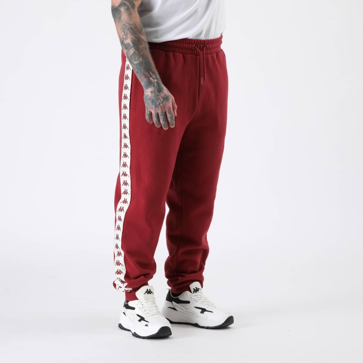 Pantalon Buzo Hombre Banda Burgundy White Kappa - Imagen 3
