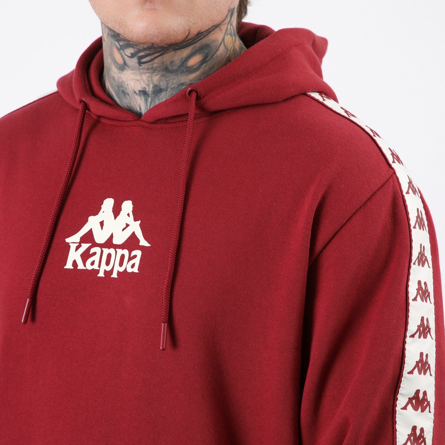 Polerón Hombre Hoodie Banda Burgundy Omini White Kappa - Imagen 3