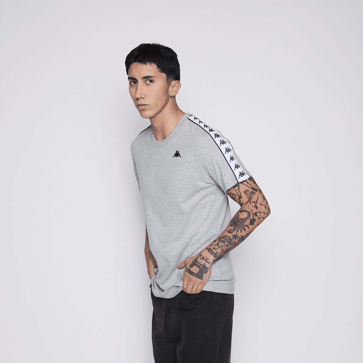 Polera Hombre Banda Grey Logo Black Kappa - Imagen 3