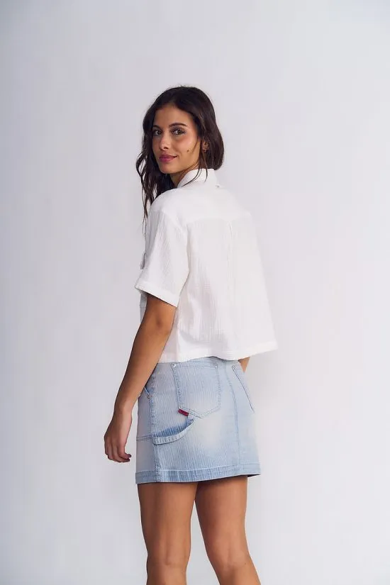 Blusa Mujer Double Crease con Bolsillos Blanco Ellus - Imagen 2