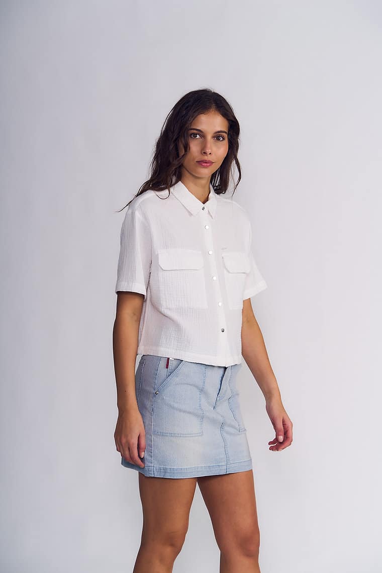 Blusa Mujer Double Crease con Bolsillos Blanco Ellus - Imagen 3