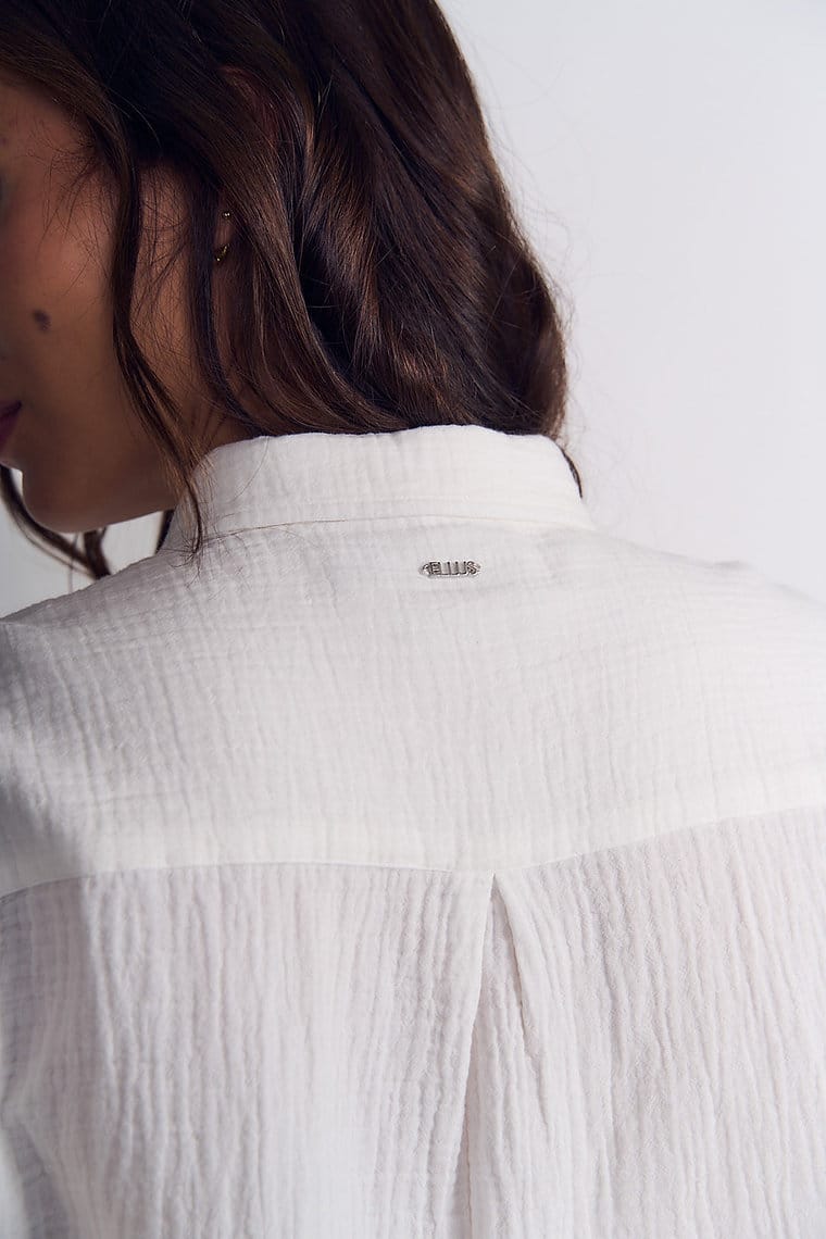 Blusa Mujer Double Crease con Bolsillos Blanco Ellus - Imagen 4