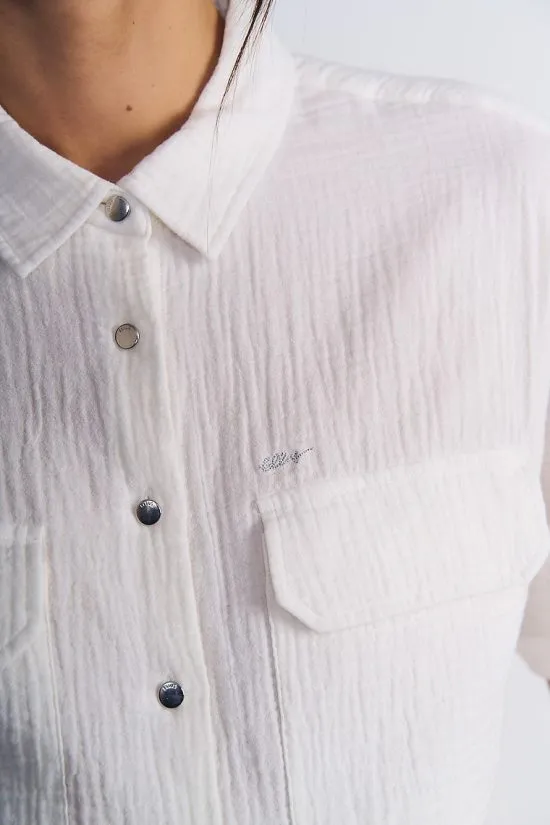 Blusa Mujer Double Crease con Bolsillos Blanco Ellus - Imagen 5