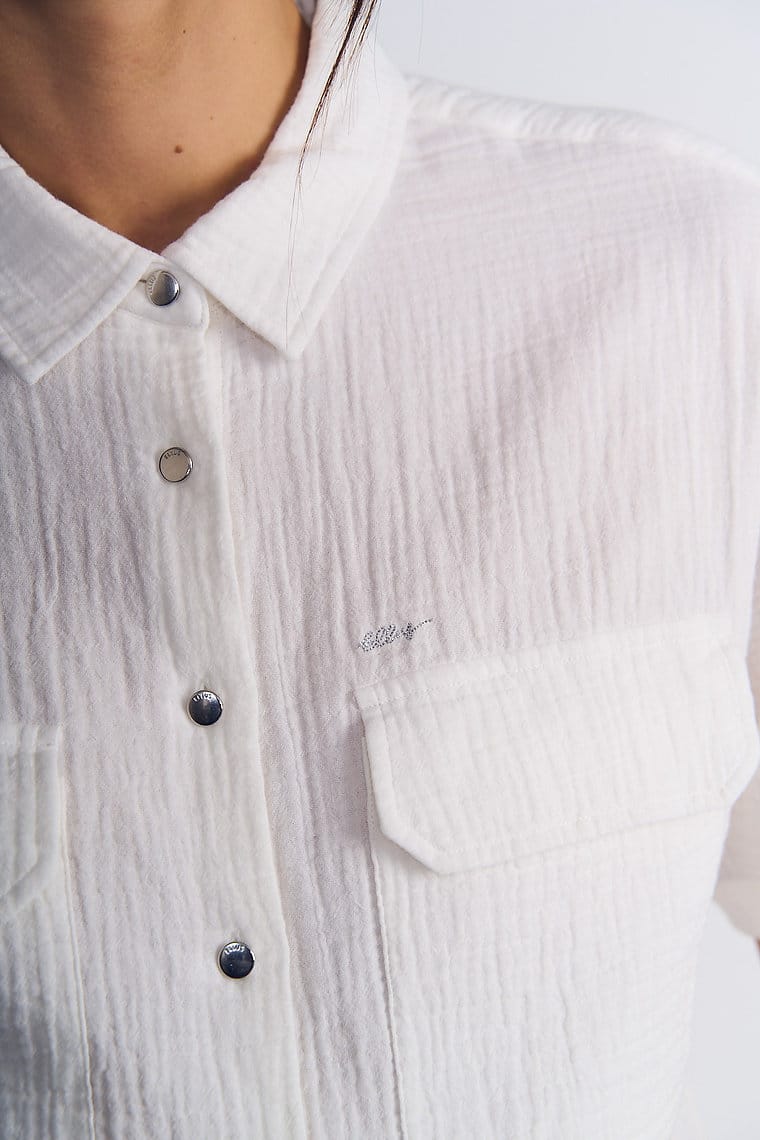 Blusa Mujer Double Crease con Bolsillos Blanco Ellus - Imagen 5