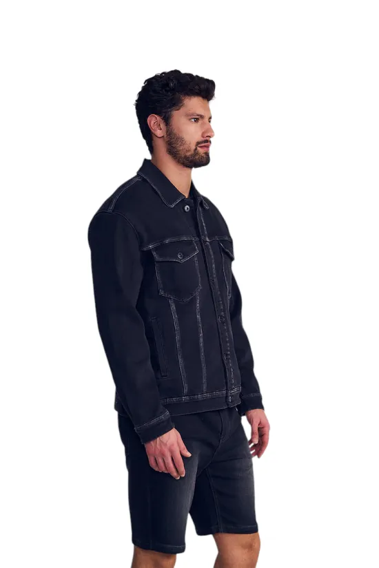 Chaqueta Hombre Denim Negro Castaño Emboss Ellus - Imagen 2