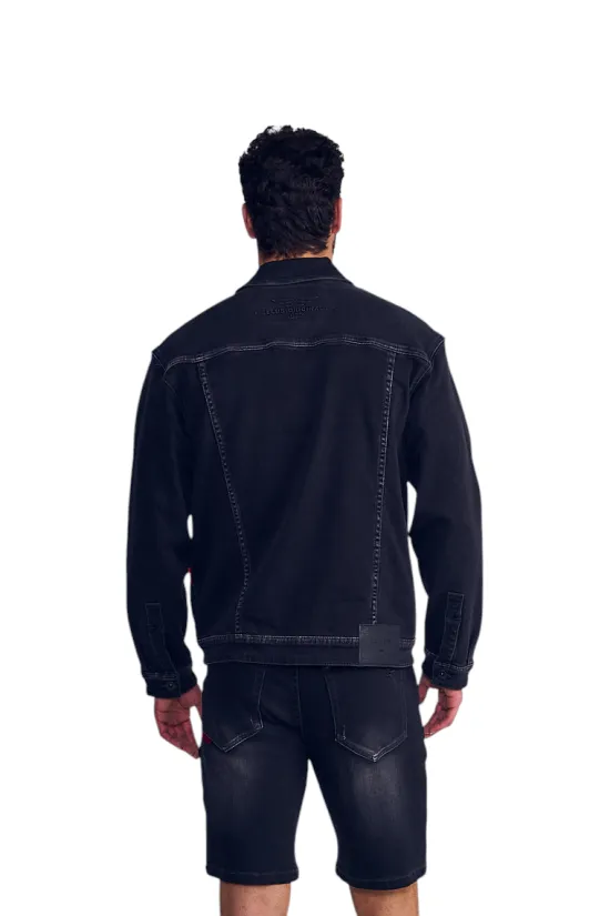 Chaqueta Hombre Denim Negro Castaño Emboss Ellus - Imagen 3