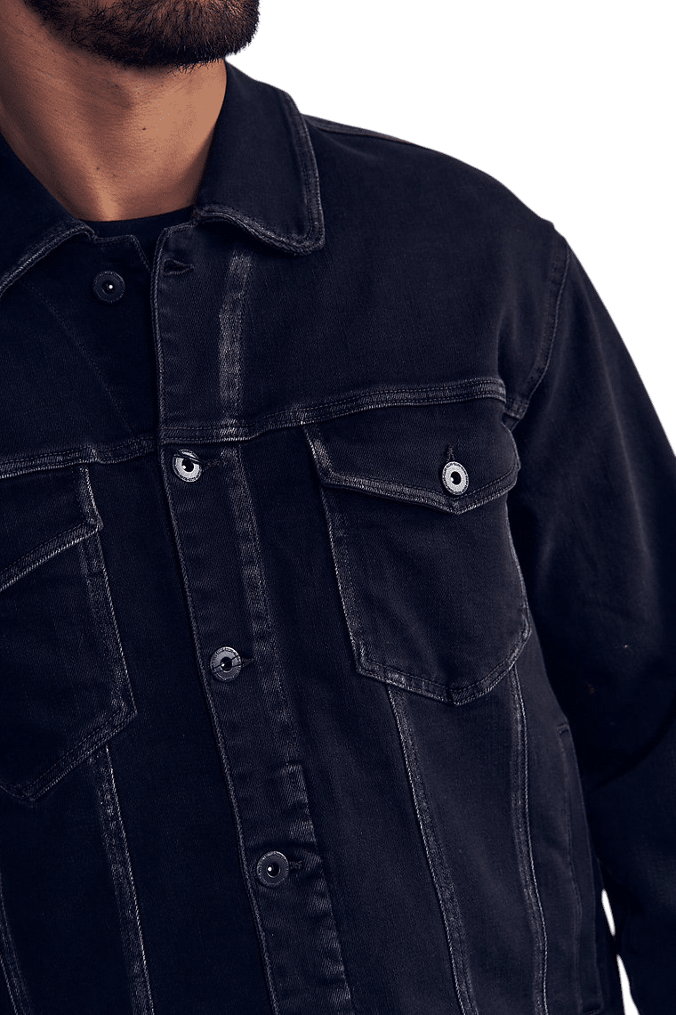 Chaqueta Hombre Denim Negro Castaño Emboss Ellus - Imagen 4