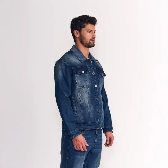 Chaqueta Hombre New Trucker Denim Med Blue Ellus - Imagen 2