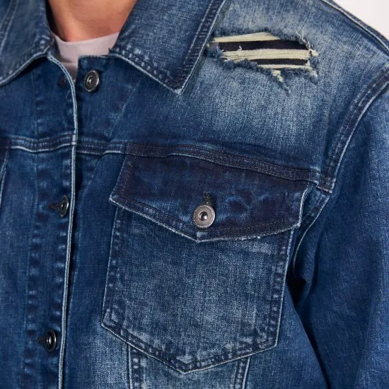 Chaqueta Hombre New Trucker Denim Med Blue Ellus - Imagen 4