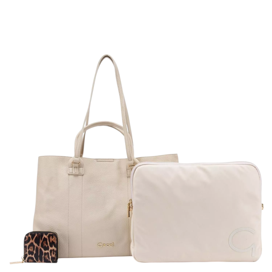 Cartera Shopping Mujer Graneado Off White Gacel - Imagen 4