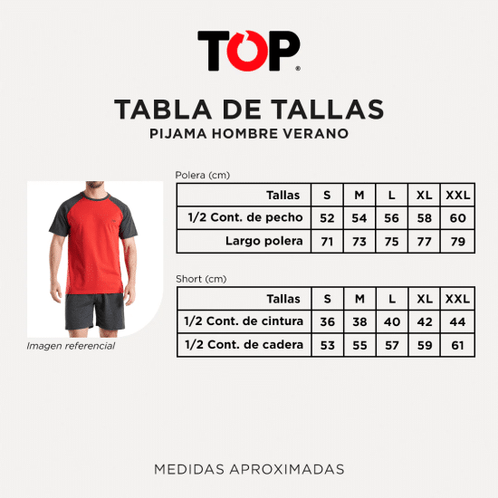 Pijama Hombre Verano Algodon Azul Top - Imagen 4