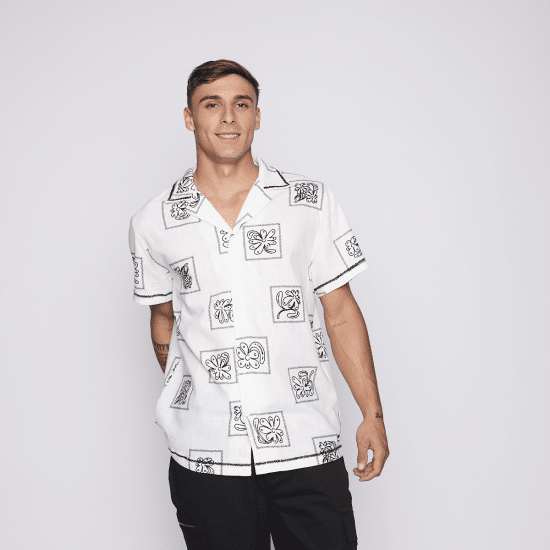 Camisa Reef Men Beige Diseños Negro - Imagen 6
