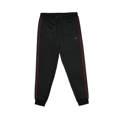 Pantalon Buzo Hombre Black Banda Black Red Kappa
