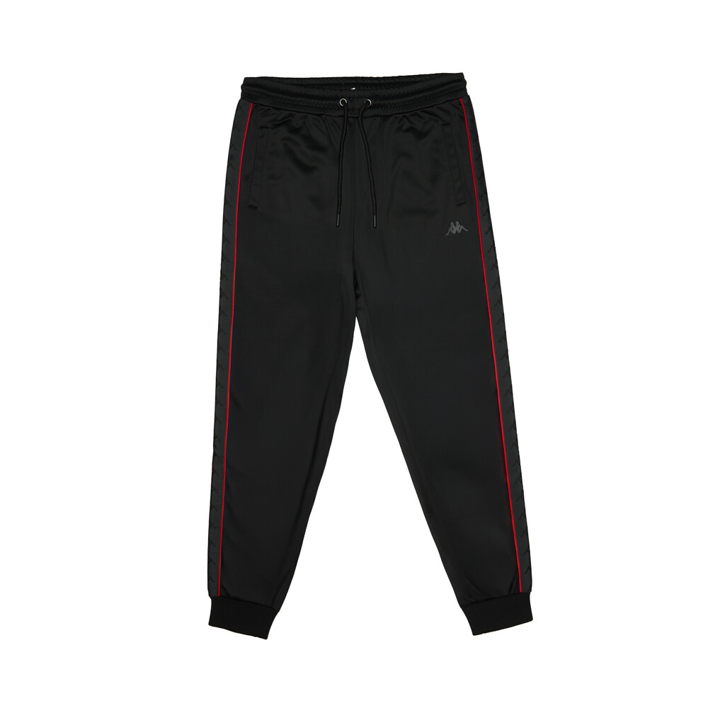 Pantalon Buzo Hombre Black Banda Black Red Kappa