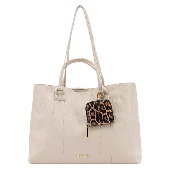 Cartera Shopping Mujer Graneado Off White Gacel