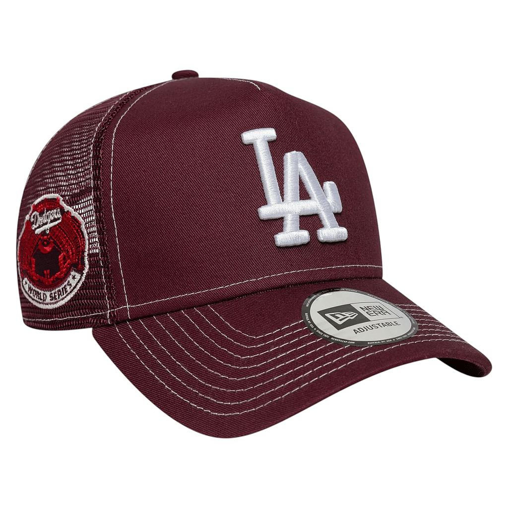 Gorro 9Forty LA Dodgers World Series Dark Red E-Frame Trucker New Era