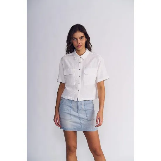 Blusa Mujer Double Crease con Bolsillos Blanco Ellus