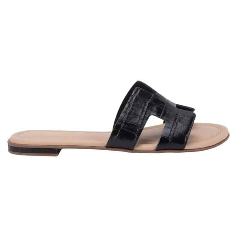 Sandalia Mujer Croco Negro Sandy Gacel