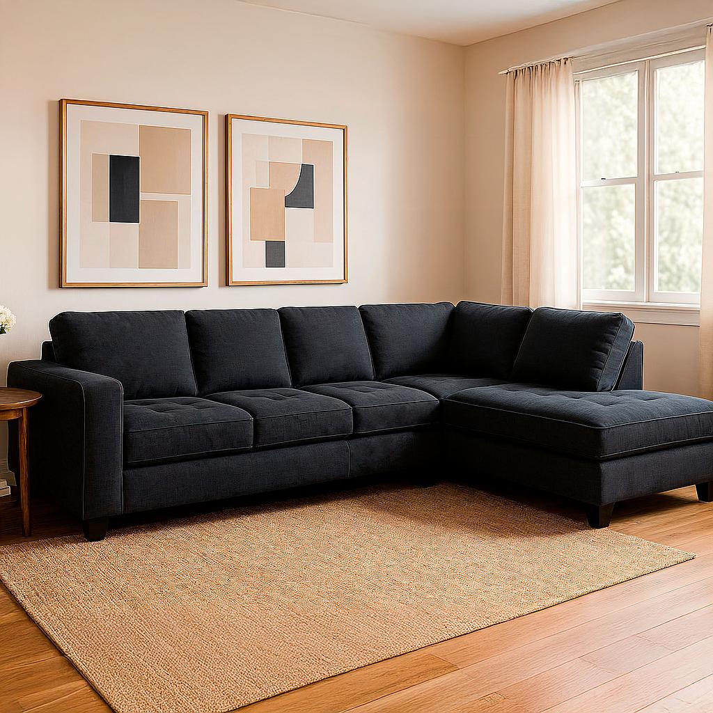 Sofa Seccional Tela Derecho Gris Temesis Cic