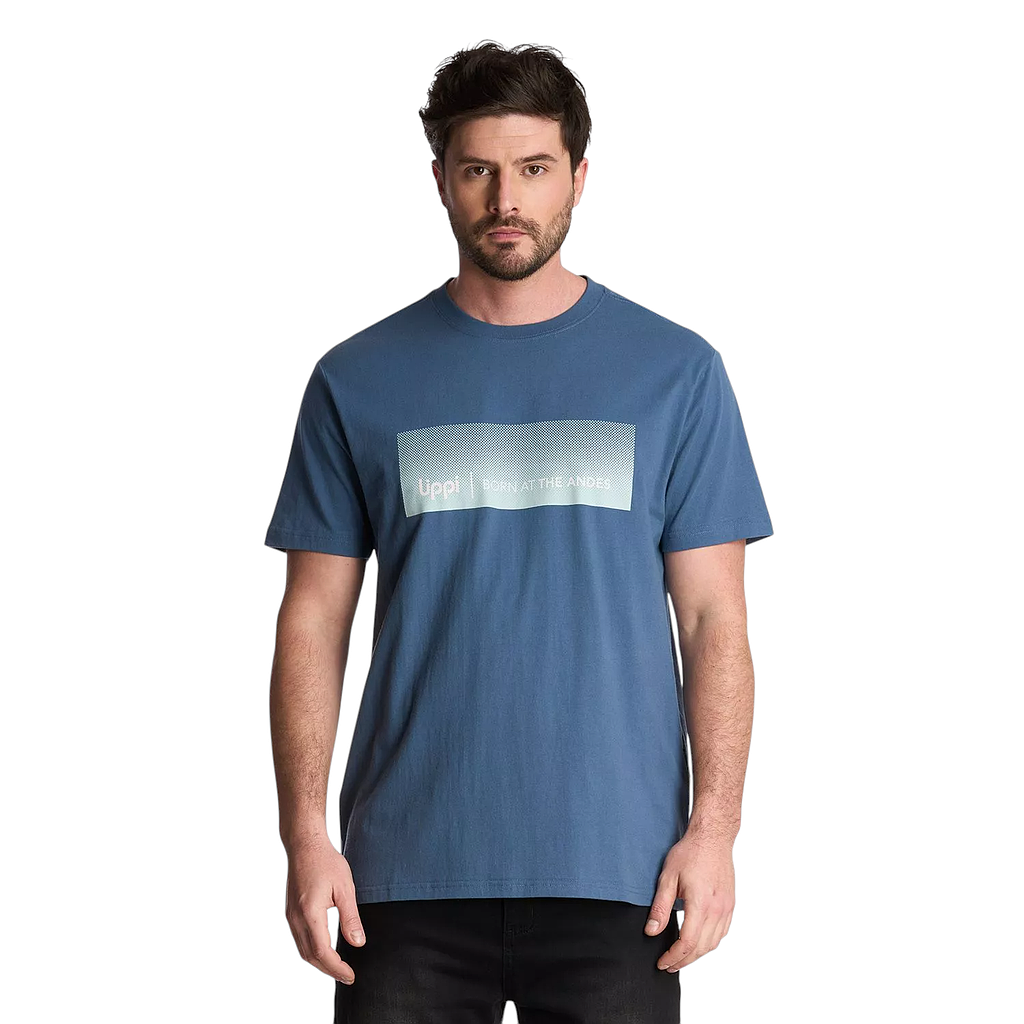 Polera Hombre Logo Lippi Front Print Azul Piedra Lippi