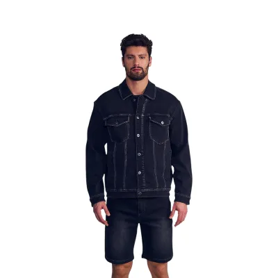 Chaqueta Hombre Denim Negro Castaño Emboss Ellus