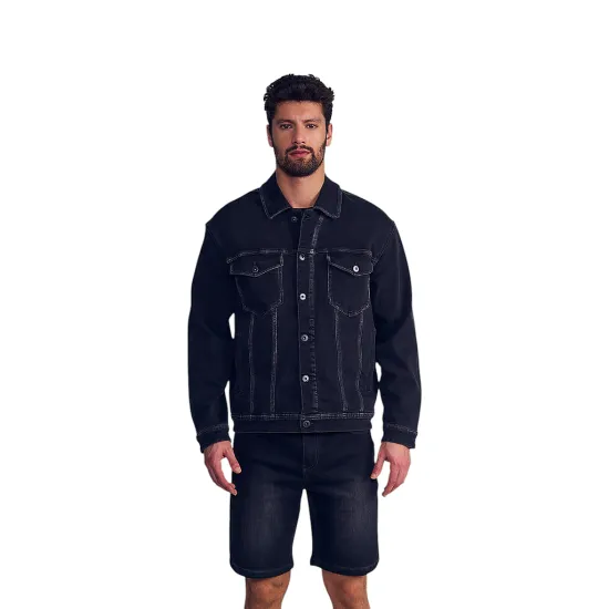 Chaqueta Hombre Denim Negro Castaño Emboss Ellus