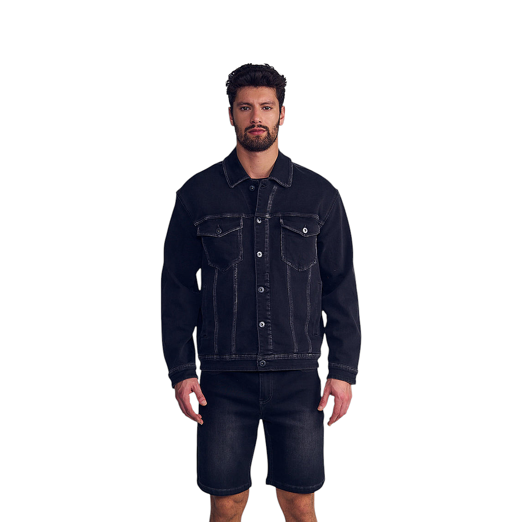 Chaqueta Hombre Denim Negro Castaño Emboss Ellus