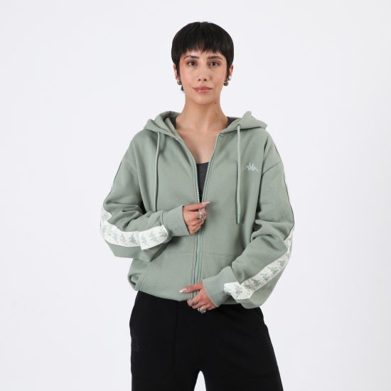 Poleron Full Zipper Verde Banda White Kappa - Imagen 3