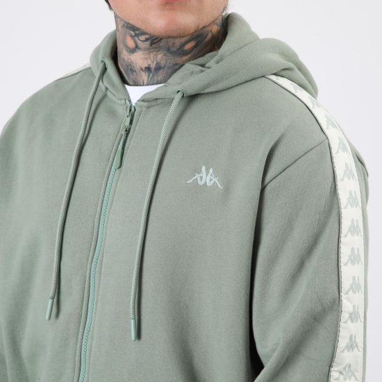 Poleron Full Zipper Verde Banda White Kappa - Imagen 4