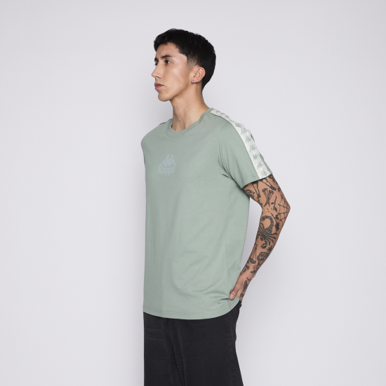 Polera Hombre Kappa Banda Green Logo Front White - Imagen 2