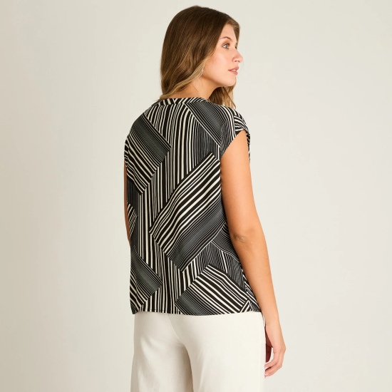 Blusa Negro Manga Corta No Elasticado Sin Forro Calce Holgado Ldp - Imagen 2