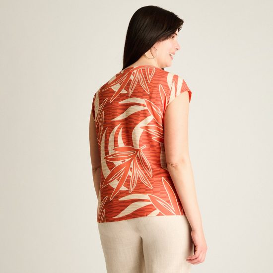 Blusa Terracota Manga Corta Sin Forro Calce Holgado Ldp - Imagen 2