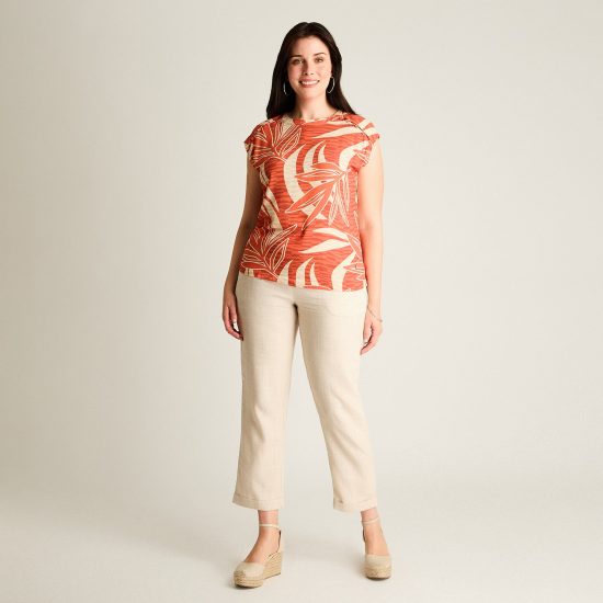 Blusa Terracota Manga Corta Sin Forro Calce Holgado Ldp - Imagen 3