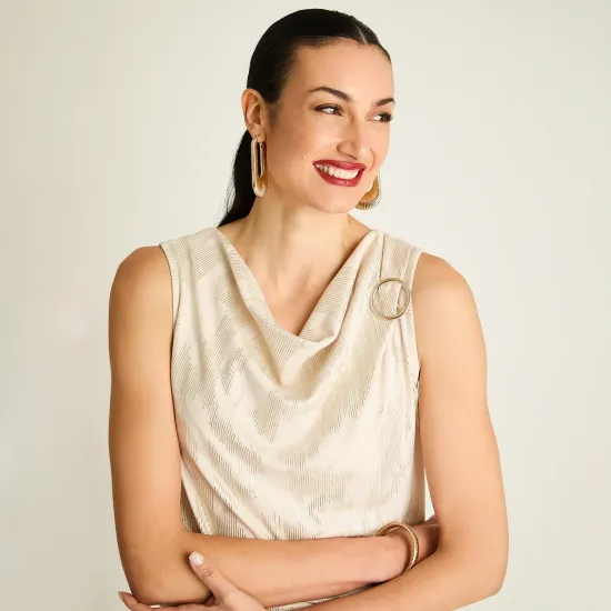 Polera Beige Sin Mangas con Argolla Ldp - Imagen 3