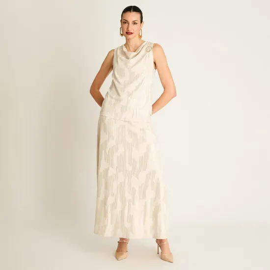 Polera Beige Sin Mangas con Argolla Ldp - Imagen 4