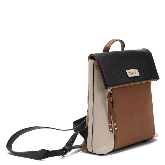 Mochila Mujer Grande Graneado Casual Gazel Car3386 Tostado - Imagen 2