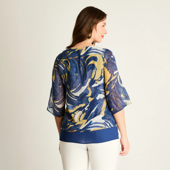 Blusa Mujer Azul Diseño de Plantas LDP - Imagen 3