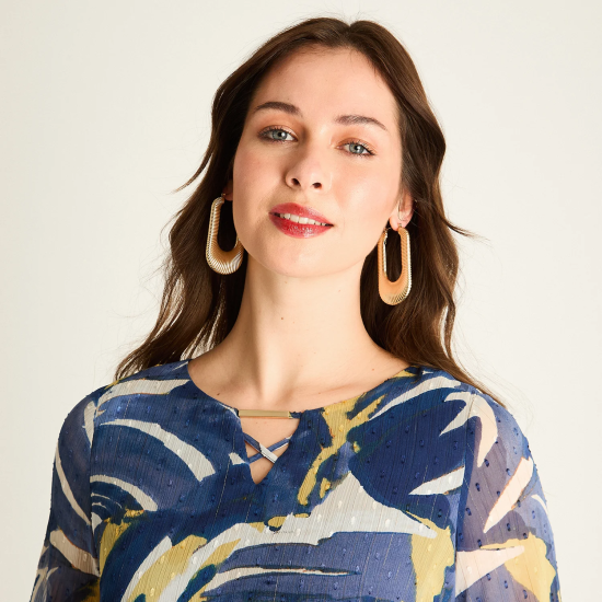Blusa Mujer Azul Diseño de Plantas LDP - Imagen 5