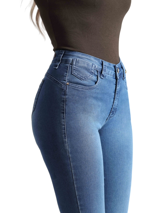 Jeans Mujer Cintura Flare 4008 Celeste Mohicano - Imagen 2