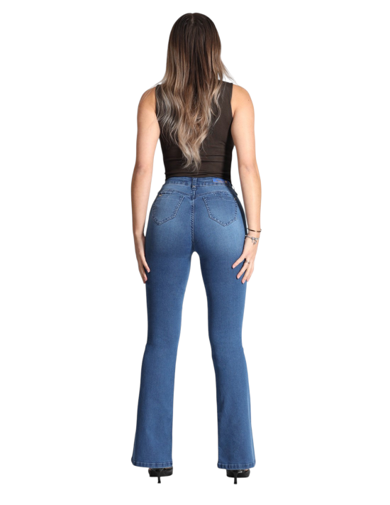Jeans Mujer Cintura Flare 4008 Celeste Mohicano - Imagen 4