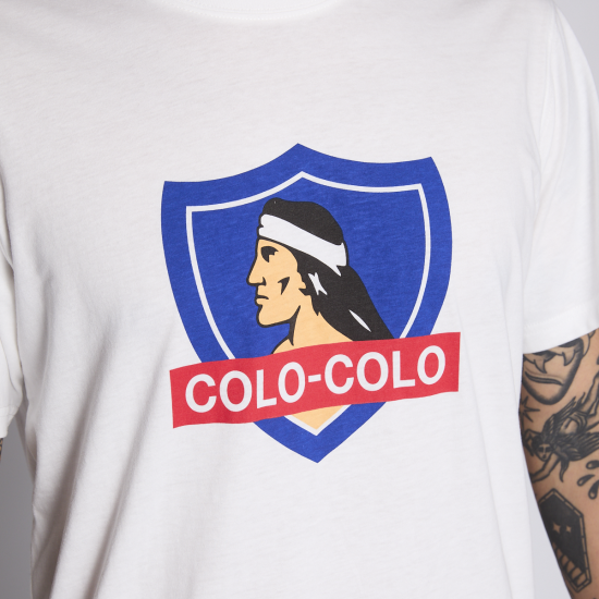 Polera Colo Colo Urbano Hombre Blanco Escudo Verano - Imagen 4