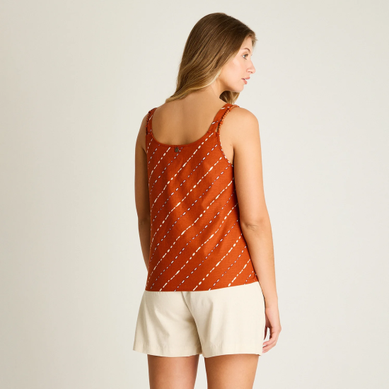 Blusa Terracota Sin Mangas No Elasticado Calce Normal Ldp - Imagen 2