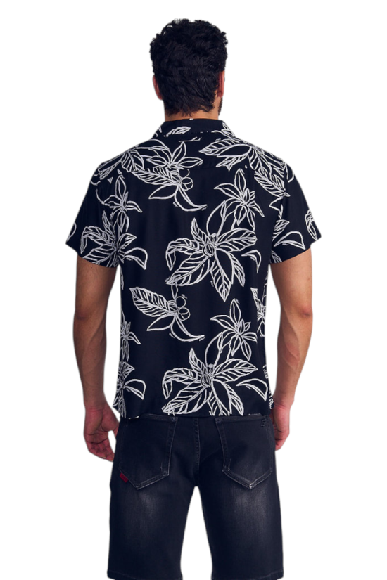 Camisa Hombre Surf Guayabera Sarga Flores Ellus - Imagen 2